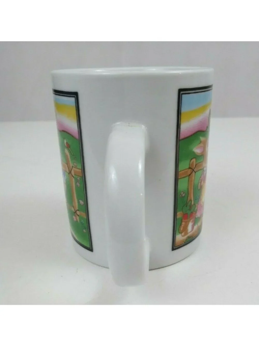Vintage Easter Bunny Harvesting Carrots Coffee Mug Cup 3.75